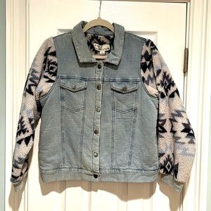 NWT Vintage Havana Denim Sherpa Mixed Media Jacket size small